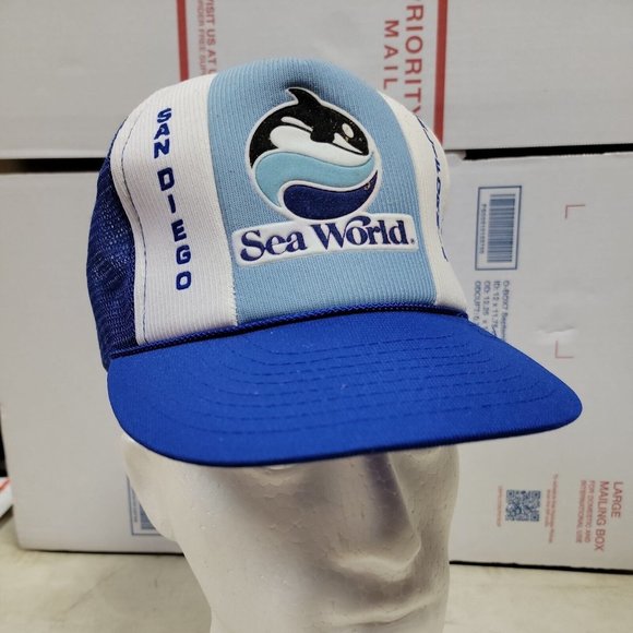 Sea World San Diego Snapback Hat Vintage 1986 Shamu Adult Rope Foam Cap Trucker - Picture 1 of 6